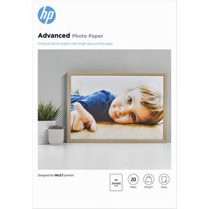 HP Fotopapier Q8697A Advanced, für Inkjet, A3, 250 g/m², hochglänzend, 20 Blatt
