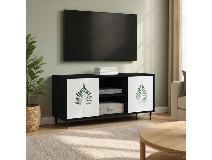 vidaXL TV-Schrank HANAU 102 x 33 x 51 cm Schwarz Eichen-Optik