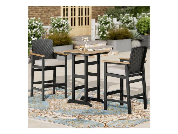 LuxusKollektion Bartisch Bartisch Set mit 2 Barhockern Outdoor (1-St)