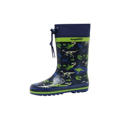 Gummistiefel KANGAROOS "K-Rain Jump", Mädchen, Gr. 33, wärmend, navy, dino, Gummi, Schuhe Gummistiefel, Wasserdicht, Warmfutter