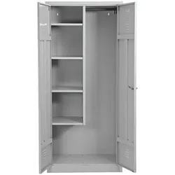 Gürkan Putzmittelschrank, Stahl, auf Sockel, 80 x 180 cm grau, 80x180x50 cm