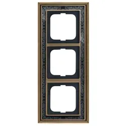 Busch-Jaeger 1723-843 Abdeckrahmen 3-fach Messing antik Dekor anthrazit - Busch-dynasty® 2CKA001754A4670 1723843