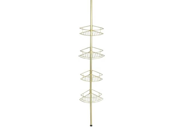 WENKO Dolcedo Telescopisch hoekrek, klembaar badkamerrek met 4 planken voor shampoo, douchegel & co., ruimtebesparend, in hoogte verstelbaar doucherek van roestvrij staal, 31 x 65-275 x 23 cm
