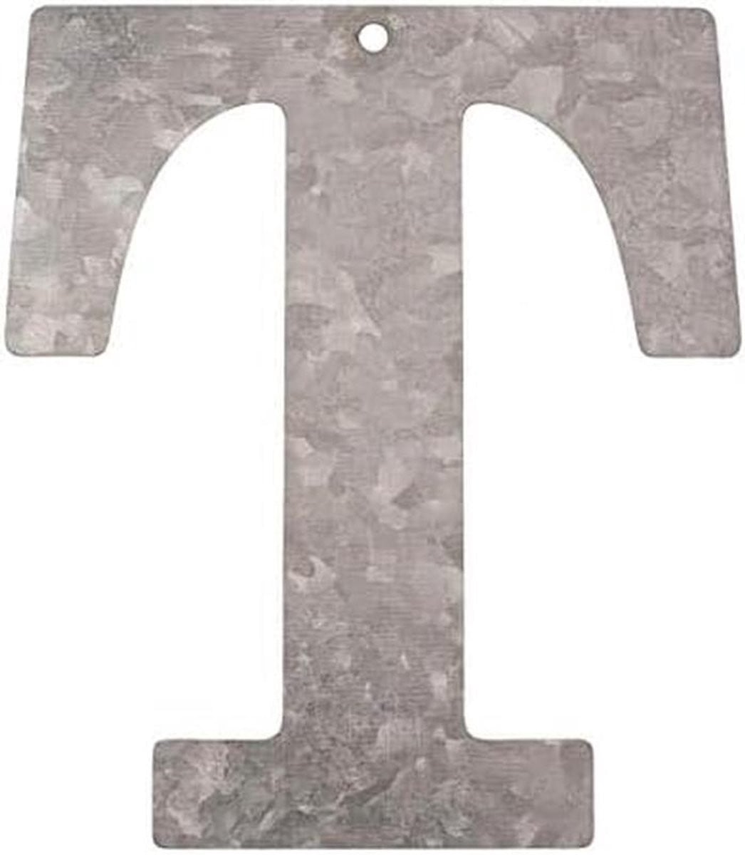 Metalen Letter T - Zilverkleurige Initialen Decoratie - Hoogte: 12 cm
