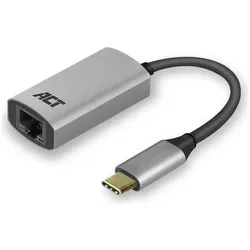 ACT USB-C Gigabit network adapter USB-C- RJ45 GIGA ETHERNET 0.14 (USB-C, RJ45 Gigabit Ethernet (1x)), Netzwerk Adapter, Grau