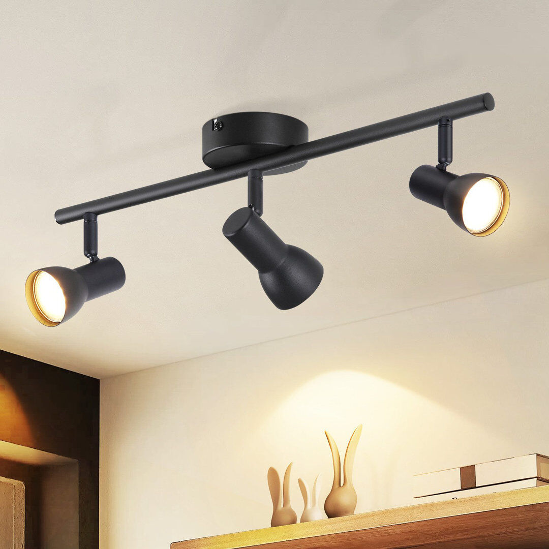 Metro Ceiling spotlight 3-flame ceiling lamp hallway - ceiling light modern design interior spotlight GU10 ceiling spots metal 350° swivel spots for bedroom Black 15cm H X 42cm W X 8cm D