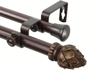 InStyleDesign Lotus Adjustable Antique Cocoa Double Curtain Rod