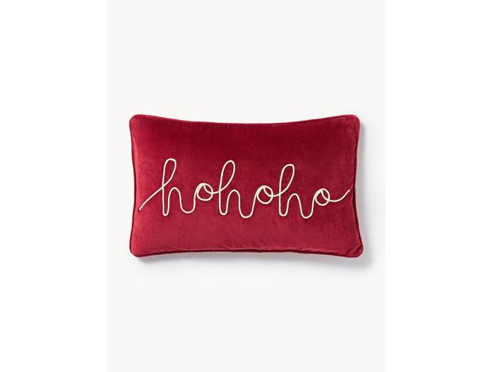 Housse de coussin rectangulaire en velours brodé Hohoho
