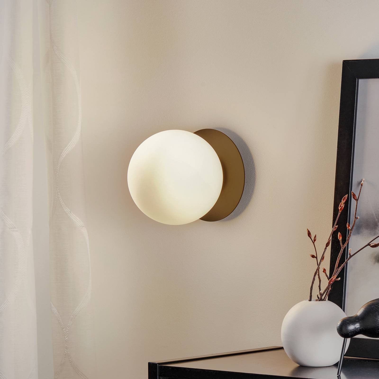 Emibig Lighting Wandlamp Minerva K1, zwart, dimbaar, metaal en glas