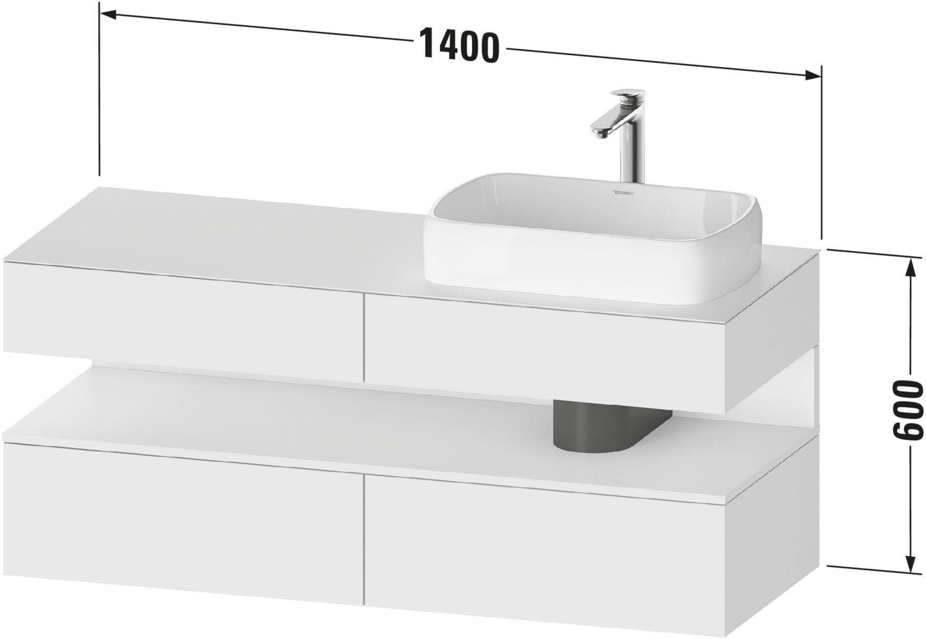 Duravit Waschtischunterschrank Qatego 140x55x60cm, gra m, Pl, Beck. re (QA4766049490000)