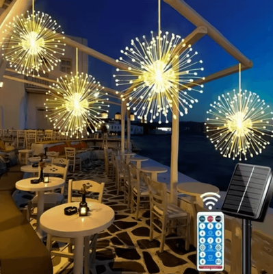 Inspire Curations Solar Starburst Ball Lights 180 450 LED Remote Control Firework Lights 1 4 warm