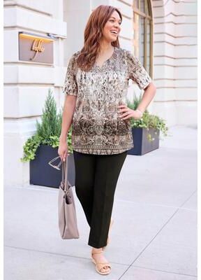 Plus Size Women's Ethereal Tee by Catherines in Chai Latte Paisley (Size 6X)