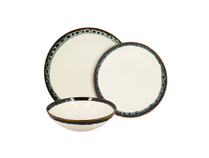 Service de table 36 pièces en faïence beige