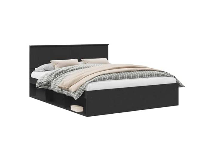 ZQQLVOO Bettrahmen Schwarz 160 x 200 cm Kiefernholz Massives Kiefernholz Kopfteil, fester Lattenrost, Holzwerkstoffrahmen, einfache Pflege, modernes Design
