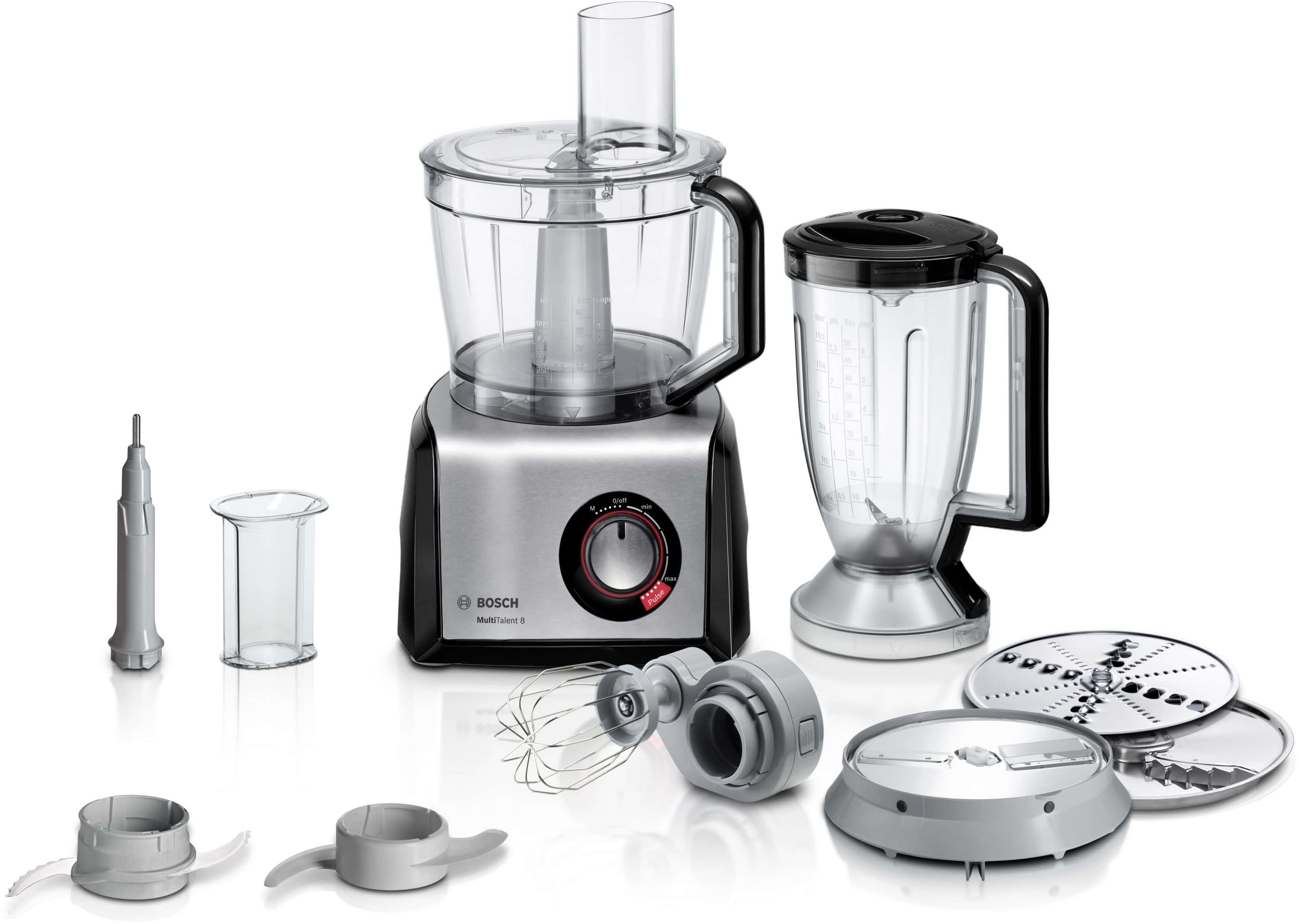 Bosch MC812M814 MultiTalent 8 1250 W Küchenmaschine 3,9 l (Schwarz/Edelstahl/Transparent)