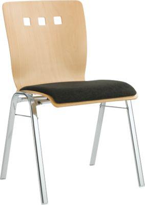 Stapelstuhl 7450, Formsitz, Lordosenstütze, Designerbohrungen, ohne Armlehnen, Bezugsstoff Kashmara, schwarz