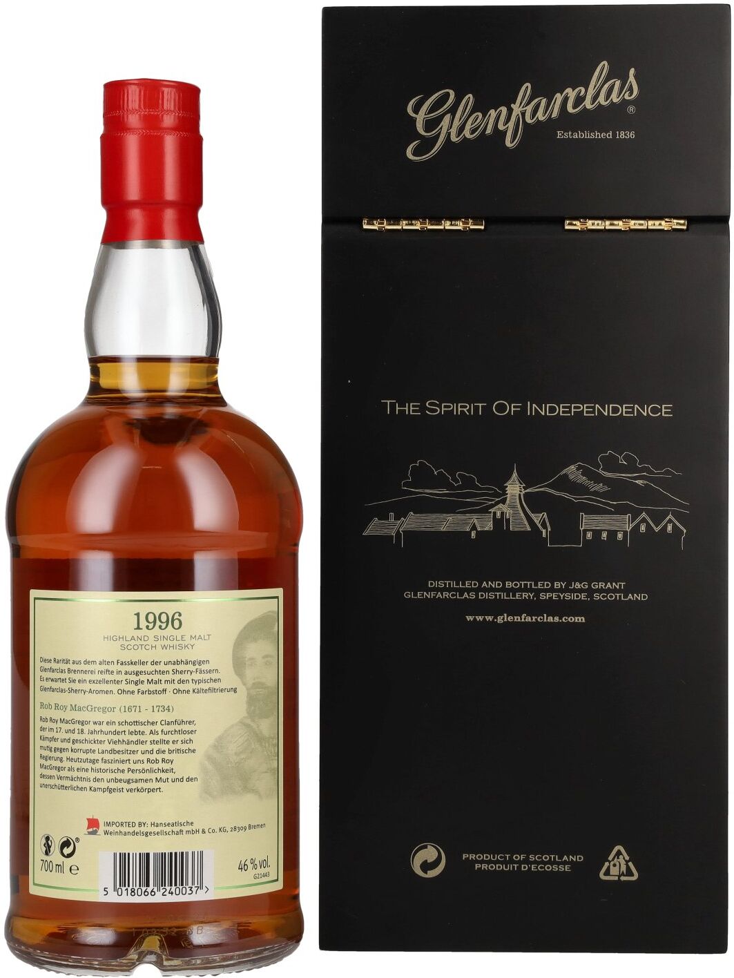 Glenfarclas The Famous Scots ROB ROY MACGREGOR Highland Single Malt 1996 46% Vol. 0,7l in Geschenkbox
