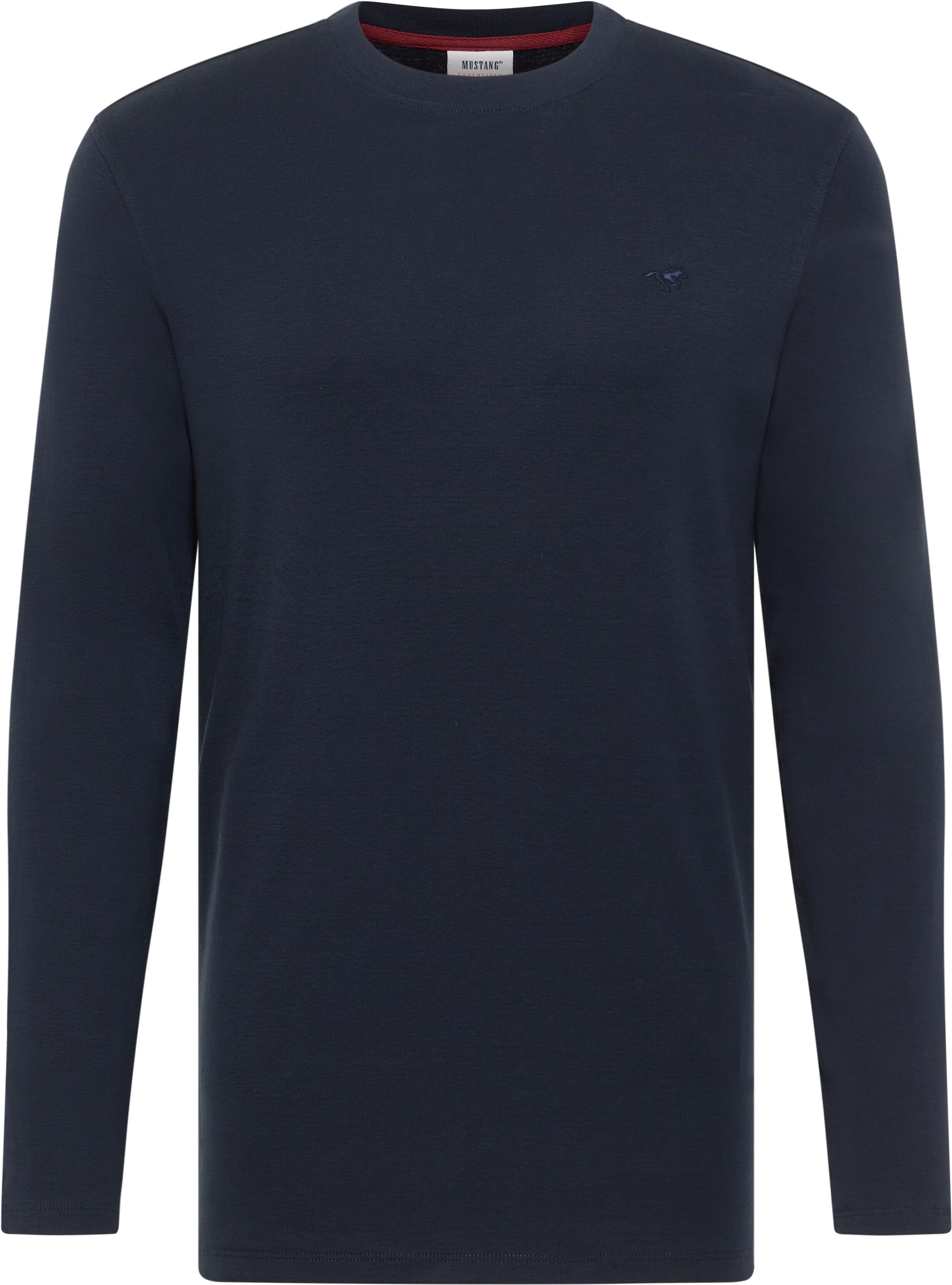 Langarmshirt MUSTANG "Arlington-RH", Herren, Gr. 3XL, blau (schwarz saphire), Jersey, Obermaterial: 100% Baumwolle, unifarben, slim fit normal, Rundhals, Shirts Langarmshirt, Slim fit schwarz saphire 3XL