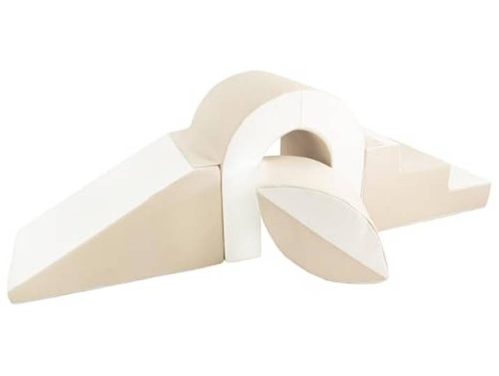 Brücke-Set 4 Großbausteine Schaumstoffbausteine XXL-Softplay-Spielbausteine (Farbe: weiß, cappuccinofarben)