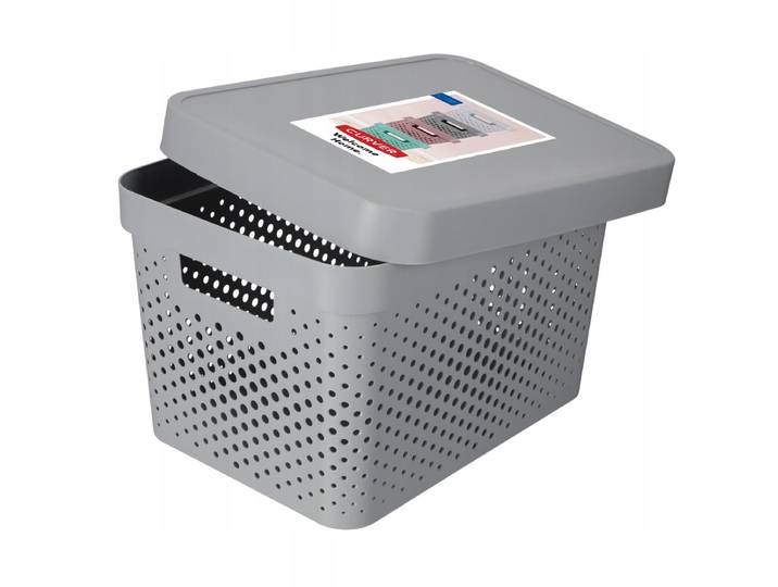 Curver Infinity Serie - Opbergdoos met Deksel - Ajour - 17L - Lichtgrijs