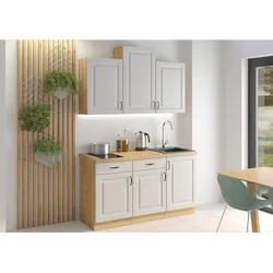 Küche Stilo Weiß + Artisan 150 Küchenzeile Küchenblock Einbauküche Singleküche