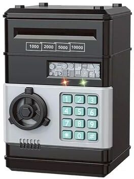 Uplifted Finds Electronic Mini ATM Piggy Bank Automatic Password Safe For Coins And Cash black