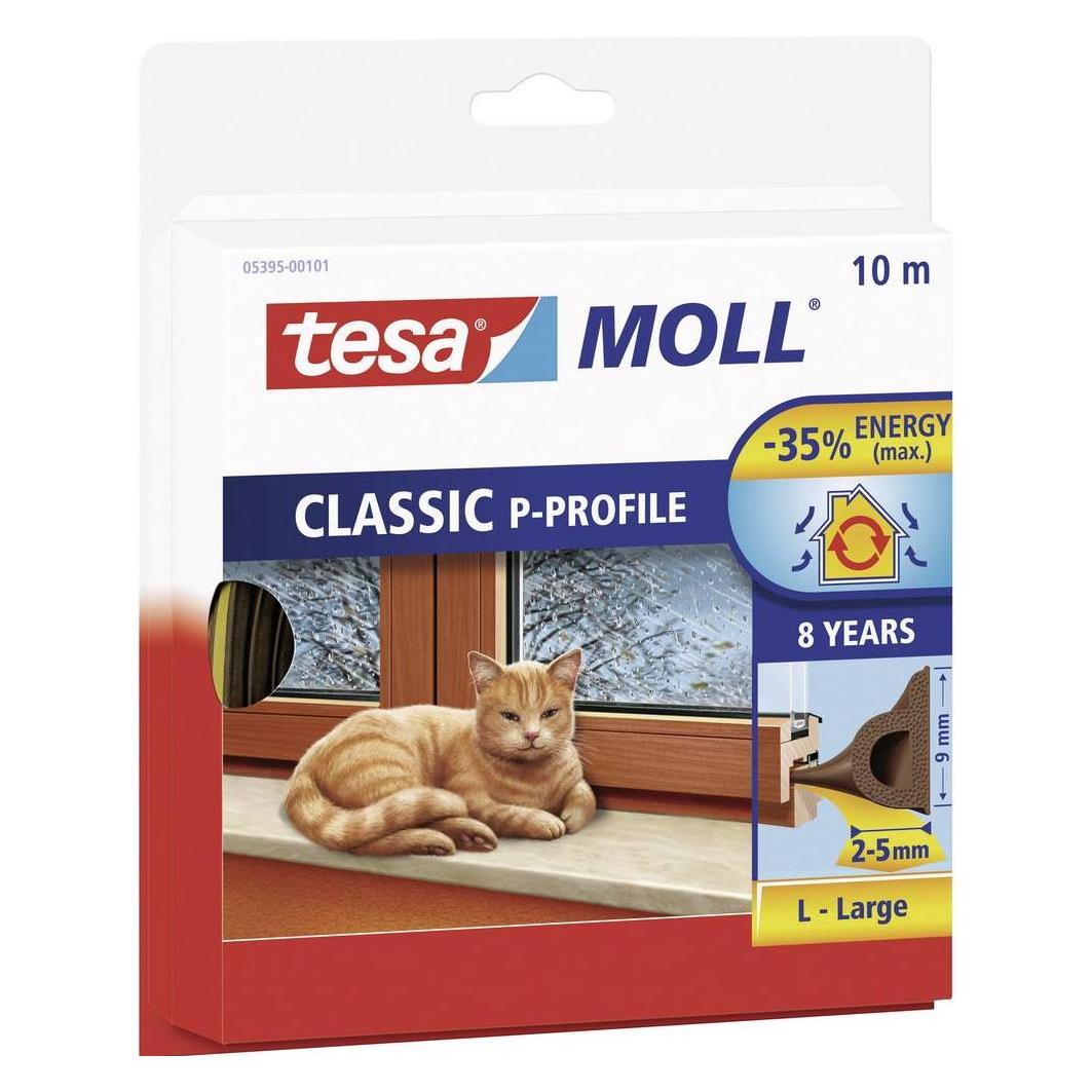 tesa tesamoll CLASSIC P-Profil Fensterdichtung, Gummidichtung zum Isolieren (05395-00101-00)