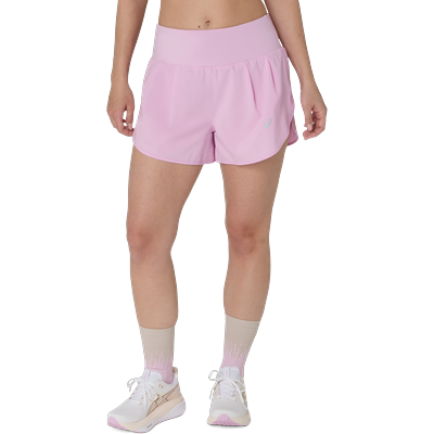 Laufshorts ASICS "ROAD 3.5IN SHORT", Damen, Gr. S, N-Gr, rosa (hazy lila), Obermaterial: 100% Polyester, Hosen, Schnelltrocknend, Reflektierend, Praktische Taschen