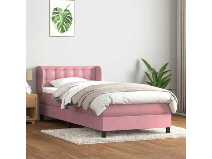 RJPLMFV Lattenrost, Velours, Rosa, 80 x 220 cm Taschenfederkernmatratze, verstellbarer Kopf, abnehmbarer Bezug, Premium-Komfort