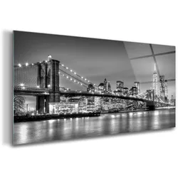 GLASBILD 100x50 cm Brooklyn Bridge