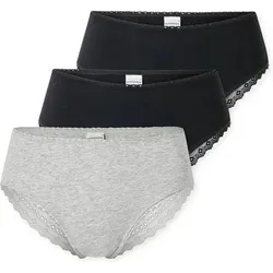 SCHIESSER Damen Brazilian-Slips, 3er Pack - 3Pack Brazilian, Stretch Cotton, uni, Größe S in Schwarz Schwarz