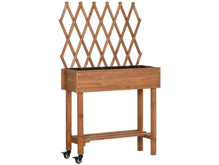 Outsunny Hochbeet, Braun, Tannenholz, Holz, 29x130x79 cm, Gartenzubehör, Hochbeete