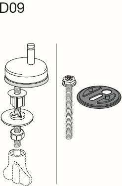 Pressalit Universal - charnière Flex D09999 Inox , pour siège WC Delight , installation par le haut et le bas