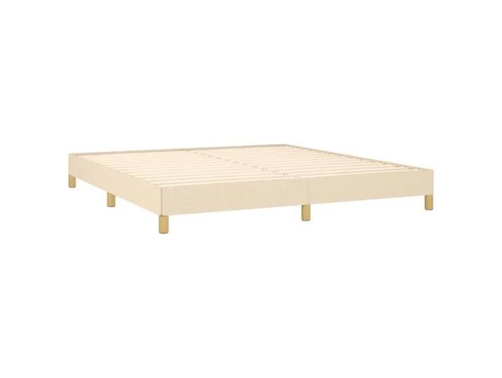 Cadre de lit double en tissu - MEUBLECHIC - 180x200 cm - Crème - Tissu polyester - Lattes en contreplaqué