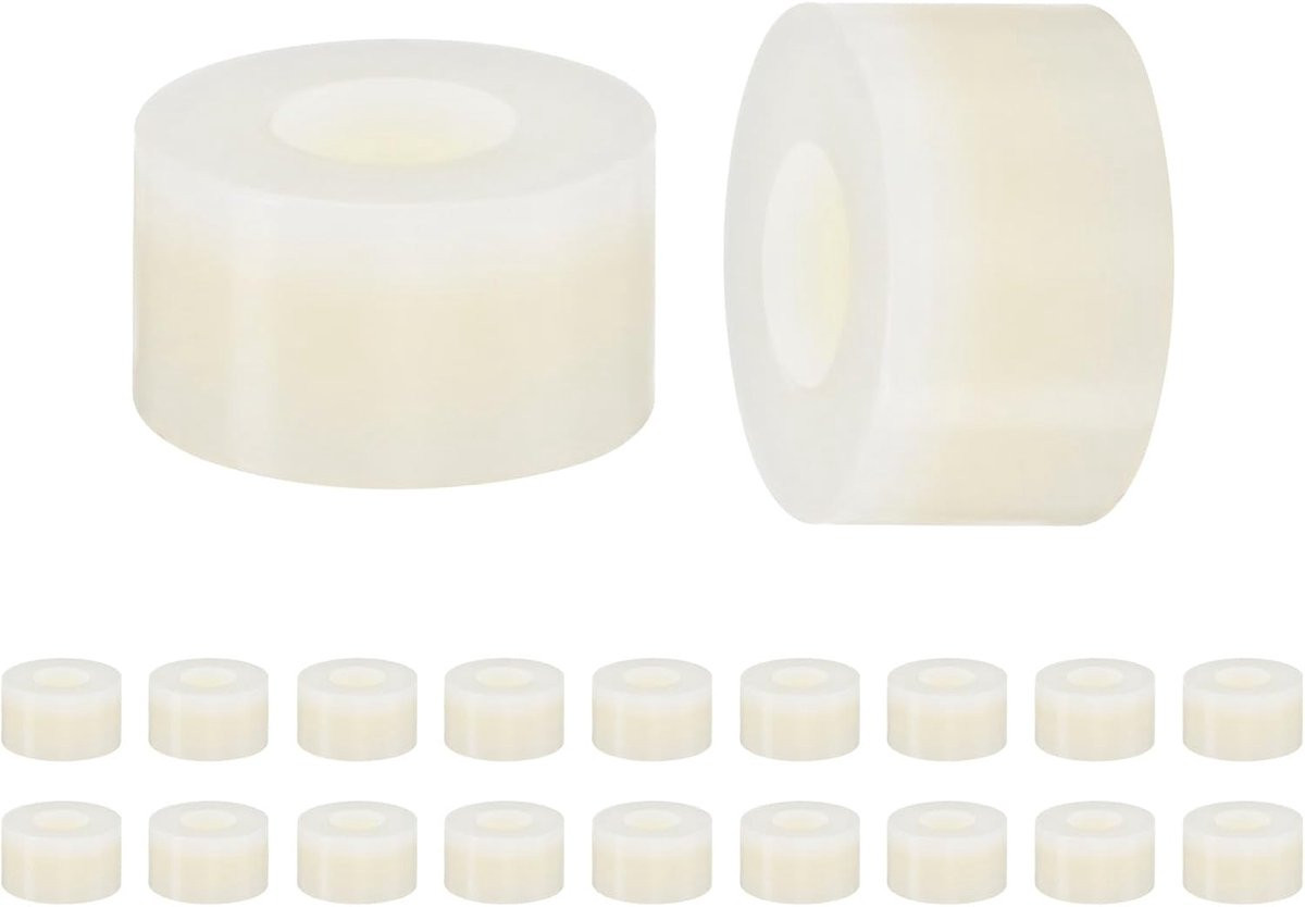 METERXITY Set van 200 nylon afstandhouders, Wit, Binnendiameter: 3,2 mm, Buitendiameter: 7 mm, Hoogte: 4 mm