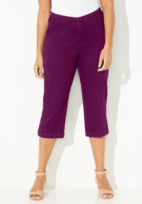 Plus Size Women's Everyday Capri with Sparkle Hem by Catherines in Deep Berry (Size 6X)