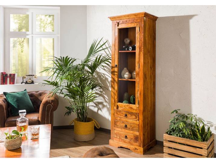 Vitrine Akazie 60x44x190 honig  lackiert OXFORD #0528