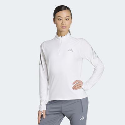 Rollkragenshirt ADIDAS PERFORMANCE "ADI365 ICONIC RUNNING, REISSVERSCHLUSS BIS ZUR BRUST", Damen, Gr. XXL, weiß (weiß, reflective silber), Obermaterial: 88% Polyester, 12% Elasthan, Rundhals, Shirts