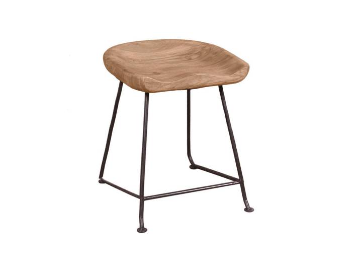 Mid.you Hocker, Natur, Schwarz, Holz, Metall, Akazie, massiv, 42x48x38 cm, Wohnzimmer, Hocker, Sitzhocker