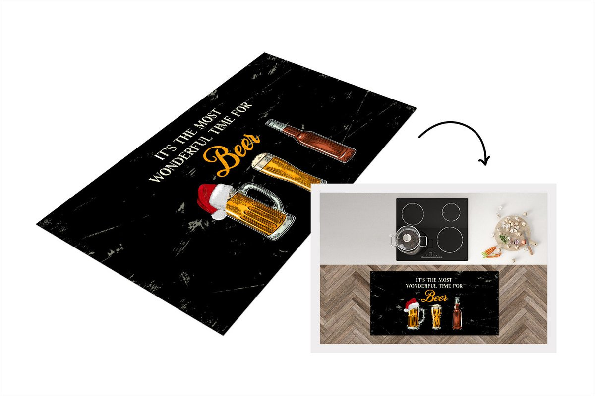 KitchenYeah Keukenloper Vinyl Kerst Thema It's the most wonderful time for beer B/D: 120 x 60 cm