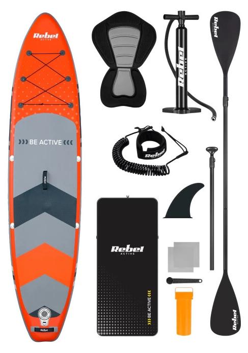 Rebel RBA-4501 Paddleboard SUP mit Zubehör, 350 cm, 140 kg, orange