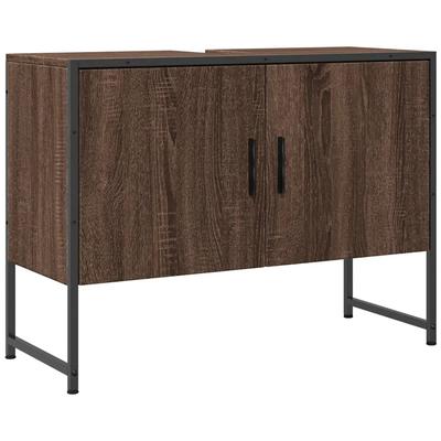 Helloshop26 - Badezimmer-Waschtischunterschrank Stauraum optimierter Platz 80 x 33 x 60 cm aus Holzwerkstoff braun