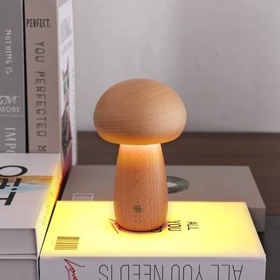 Friendly Fresh Finds Mushroom LED Table Lamp Touch Dimming USB Rechargeable Ambient Light beech 02