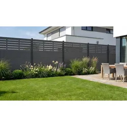 WPC Sichtschutz Kappeln 175 x 180 cm - Sichtschutzzaun aus WPC, Teak - Sichtschutzwand für private Gärten - Gartenzaun Bausatz inkl. Zubehör