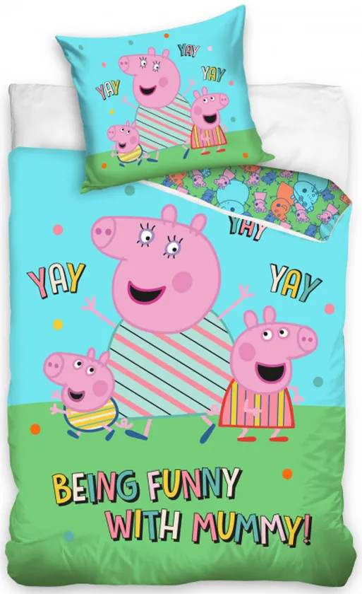 Peppa Pig Dekbedovertrek Being Funny With Mummy voor kinderen, 140 x 200 cm