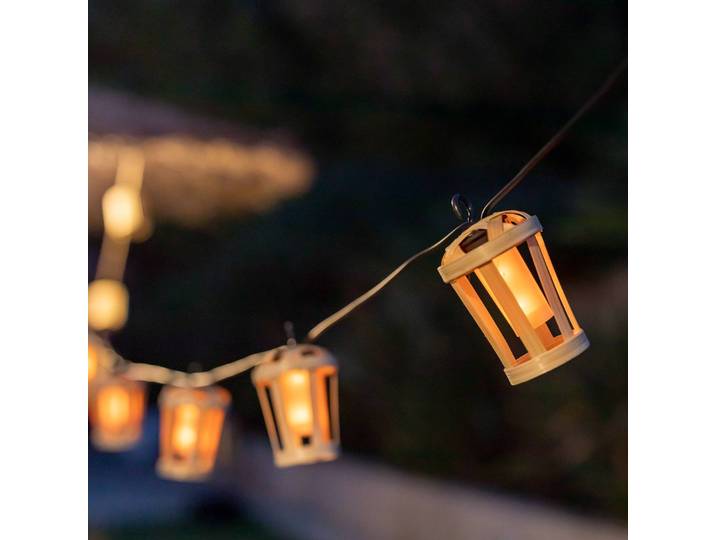 Newgarden Hiama LED-Lichterkette, 10-flammig, Holz hell, Bambus