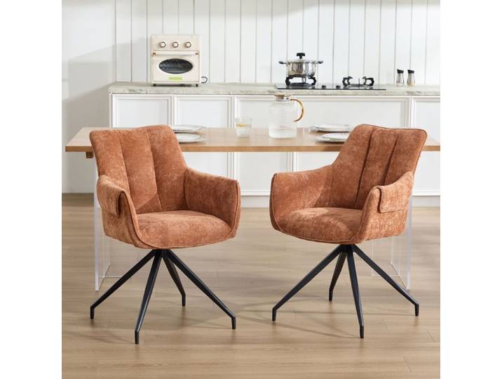 chairus Lot de 2 Chaise de Salle à Manger Pivotantes Chaise de Cuisine pour Salon Fauteuil Pivotant pour Bureau Chenille Marron