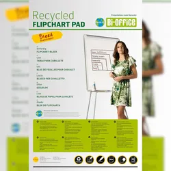 Bi-Office umweltfreundlicher Flipchartblock Earth, recyceltes 70g/m2 Papier, selbstklebend (5er-Pack)