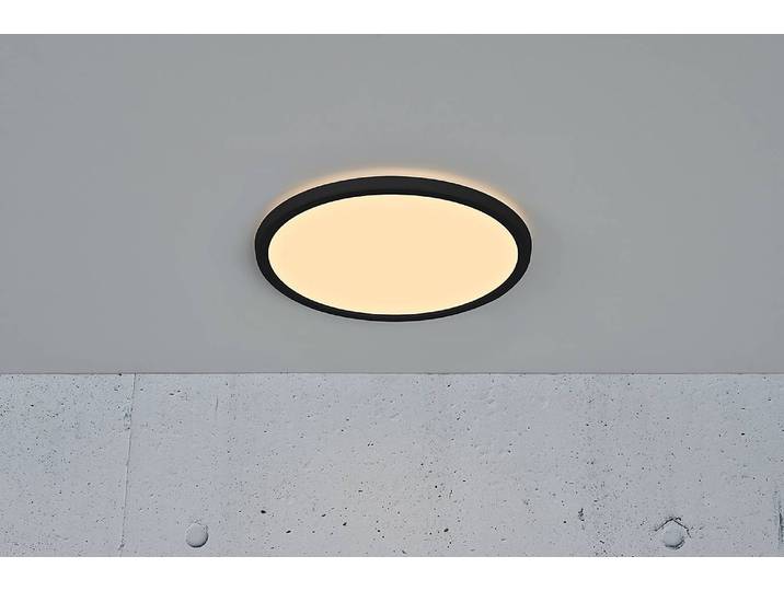 Plafonnier LED Oja Dim blanc chaud Ø 29cm Noir Polyester PVC LED non-remplaçables Module LED