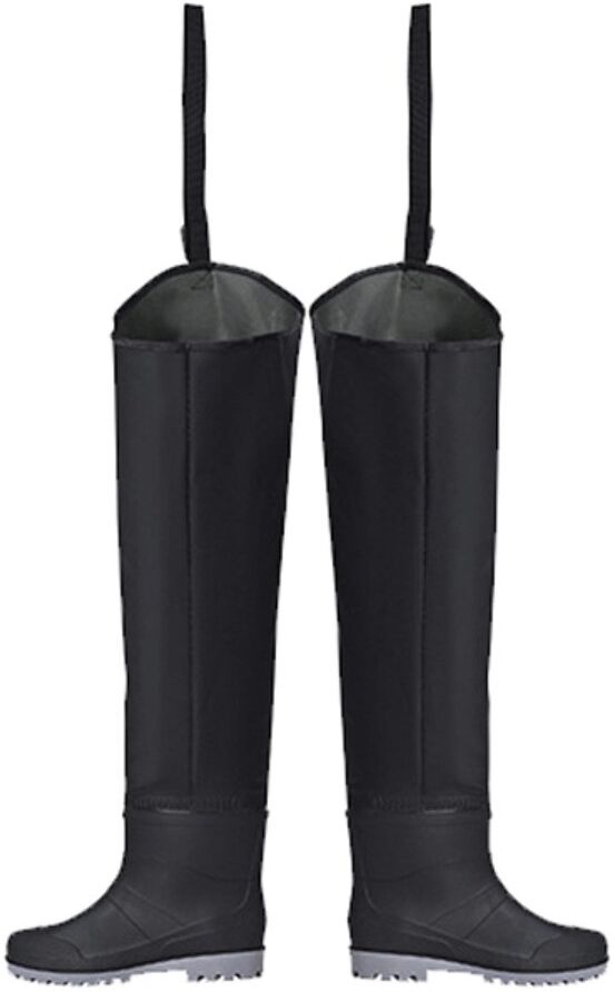INF Knielange wasserdichte Watstiefel - PVC mit Nylonschaft, rutschfeste Gummisohle und verstellbarem Kordelzug 45